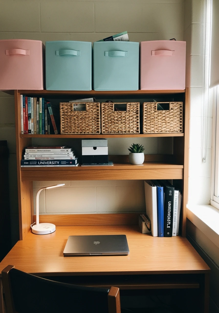 Desk With Storage Hutch - 50 Genius College Dorm Desk Ideas To Maximize Space