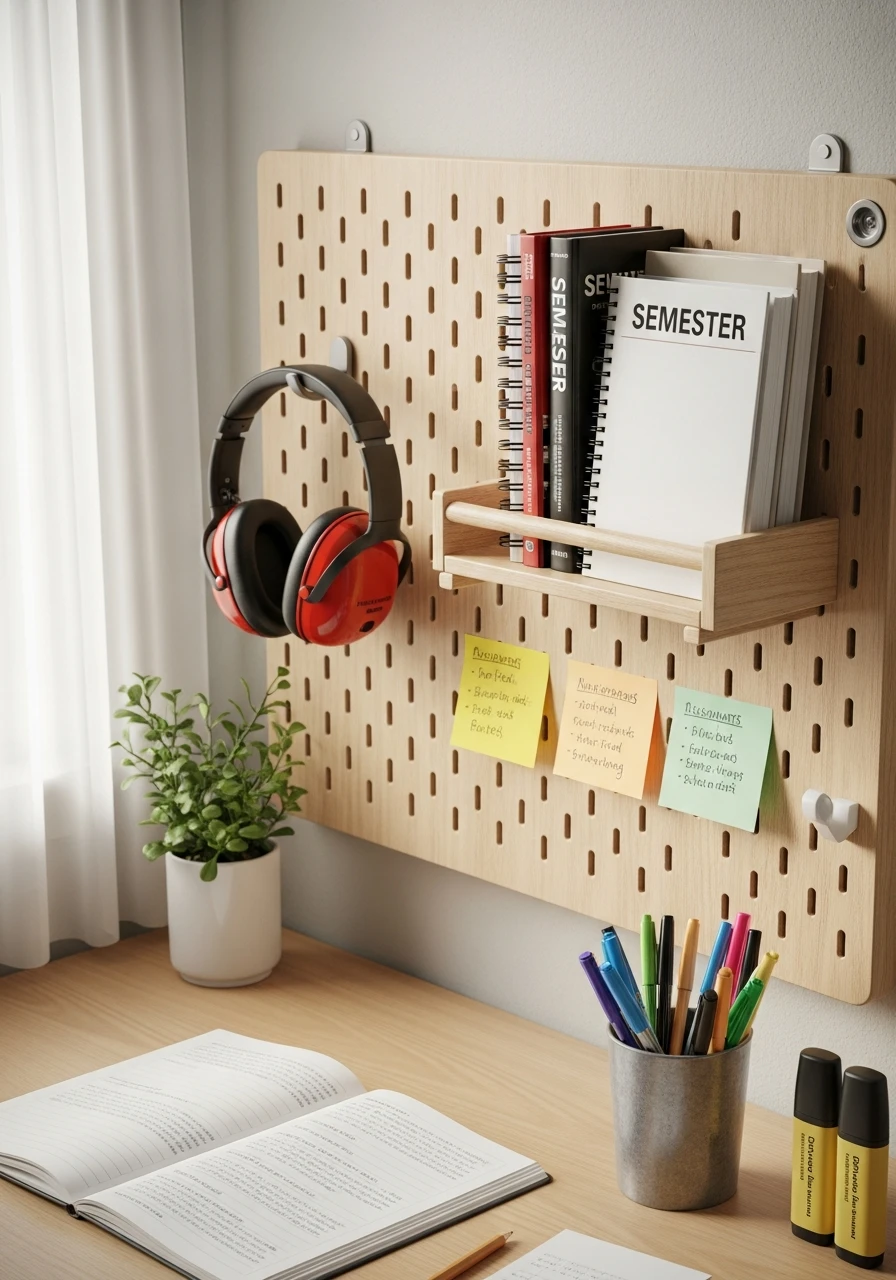 Pegboard Above The Desk - 50 Genius College Dorm Desk Ideas To Maximize Space