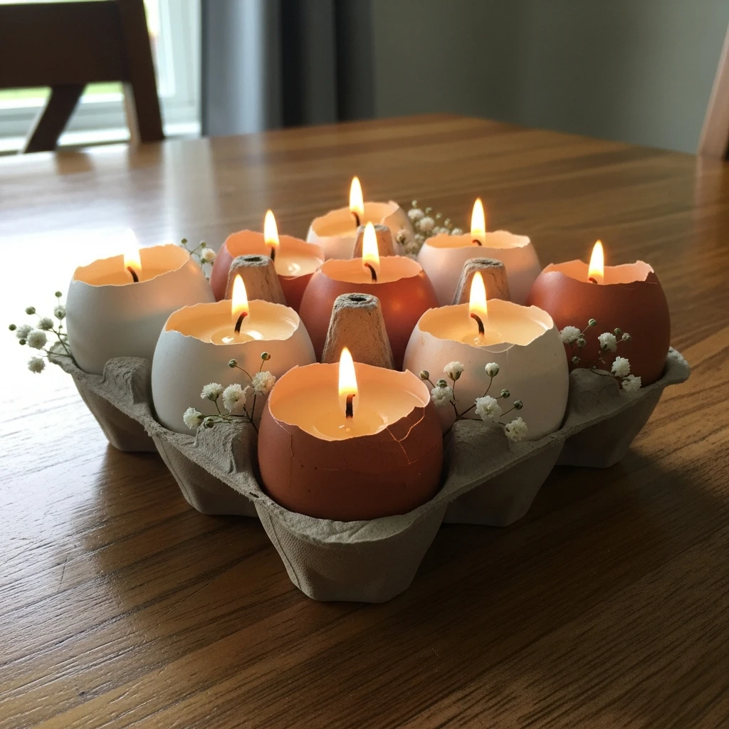 DIY Eggshell Candle Holders - 50 Easy DIY Easter Centerpieces for a High-End Table Look