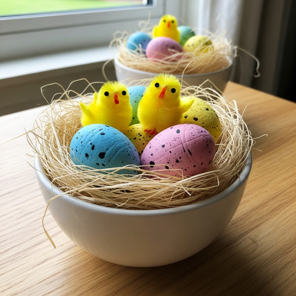 Classic Chick Nest Scene - 50 Easy DIY Easter Centerpieces for a High-End Table Look