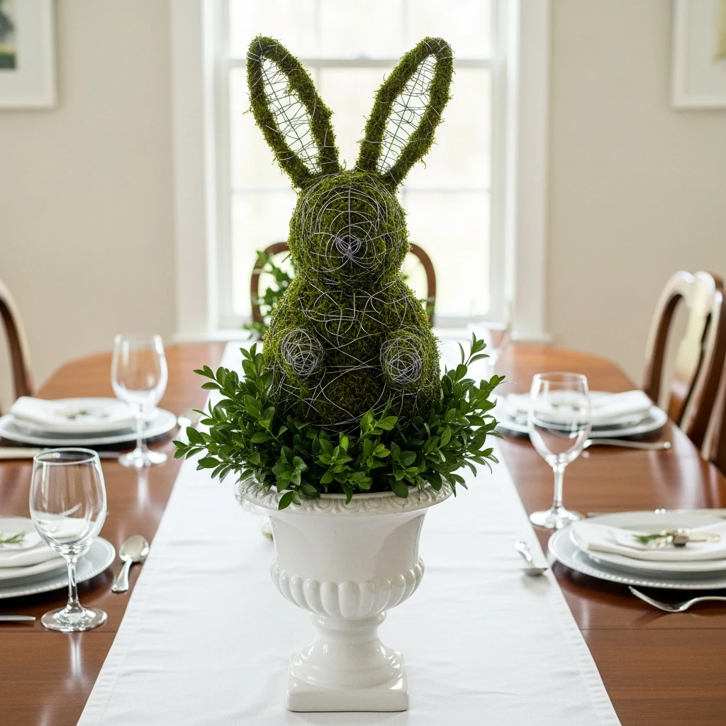 Elegant Bunny Topiary - 50 Easy DIY Easter Centerpieces for a High-End Table Look