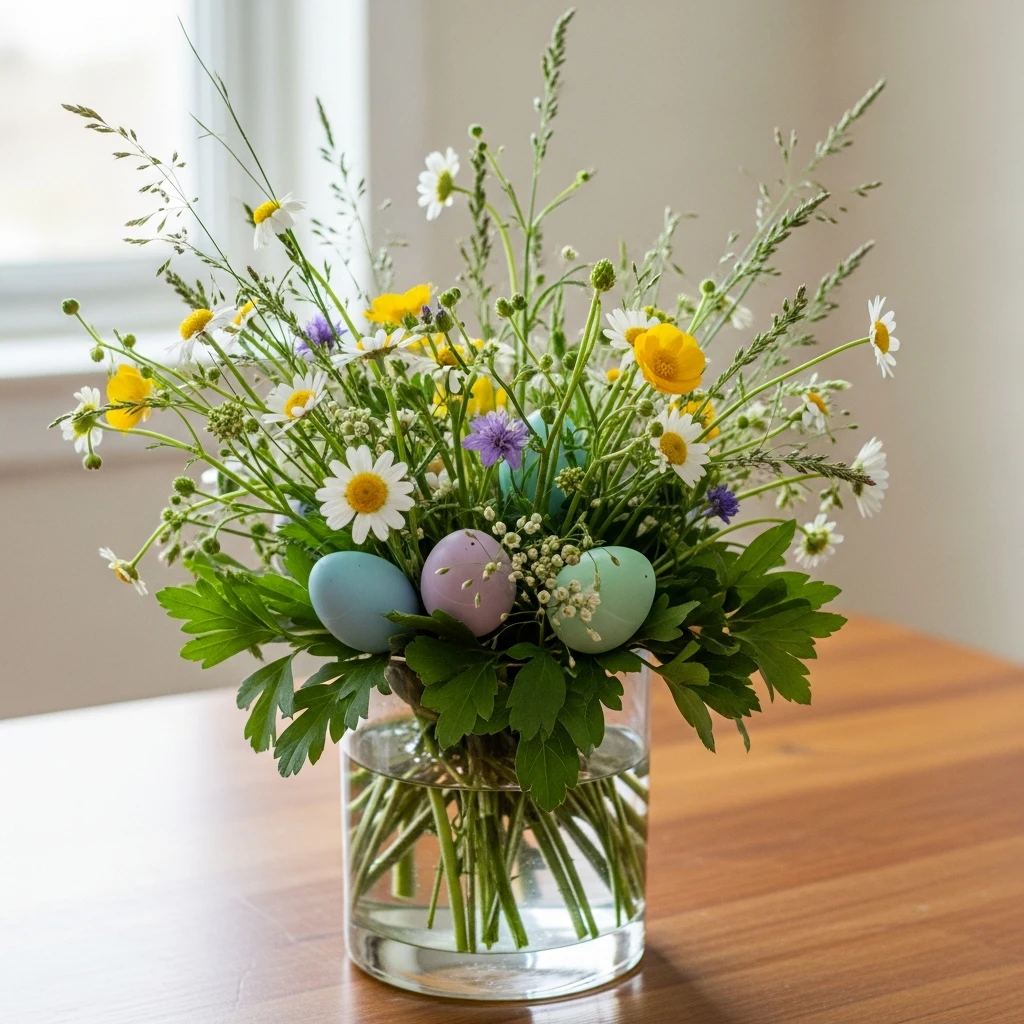 Wildflowers and Hidden Eggs - 50 Easy DIY Easter Centerpieces for a High-End Table Look