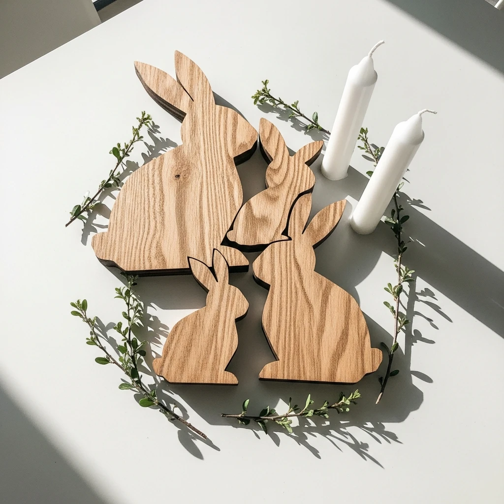 Minimal Wooden Bunny Group - 50 Easy DIY Easter Centerpieces for a High-End Table Look