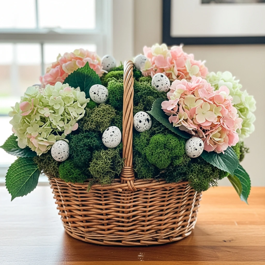 Rustic Willow Basket Filler - 50 Easy DIY Easter Centerpieces for a High-End Table Look