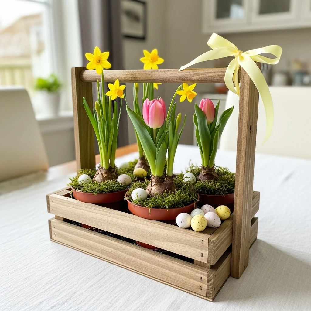 Fresh Wooden Crate Display - 50 Easy DIY Easter Centerpieces for a High-End Table Look
