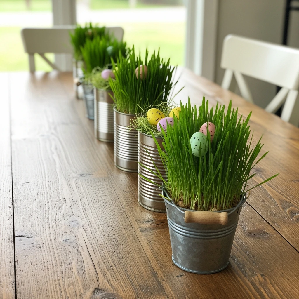 Charming Vintage Tin Display - 50 Easy DIY Easter Centerpieces for a High-End Table Look