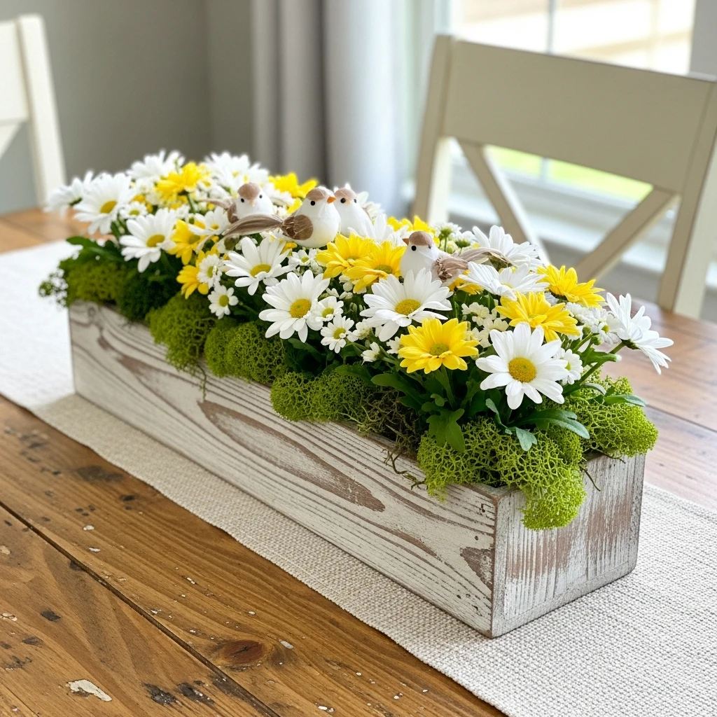 Rustic Wooden Planter Box - 50 Easy DIY Easter Centerpieces for a High-End Table Look