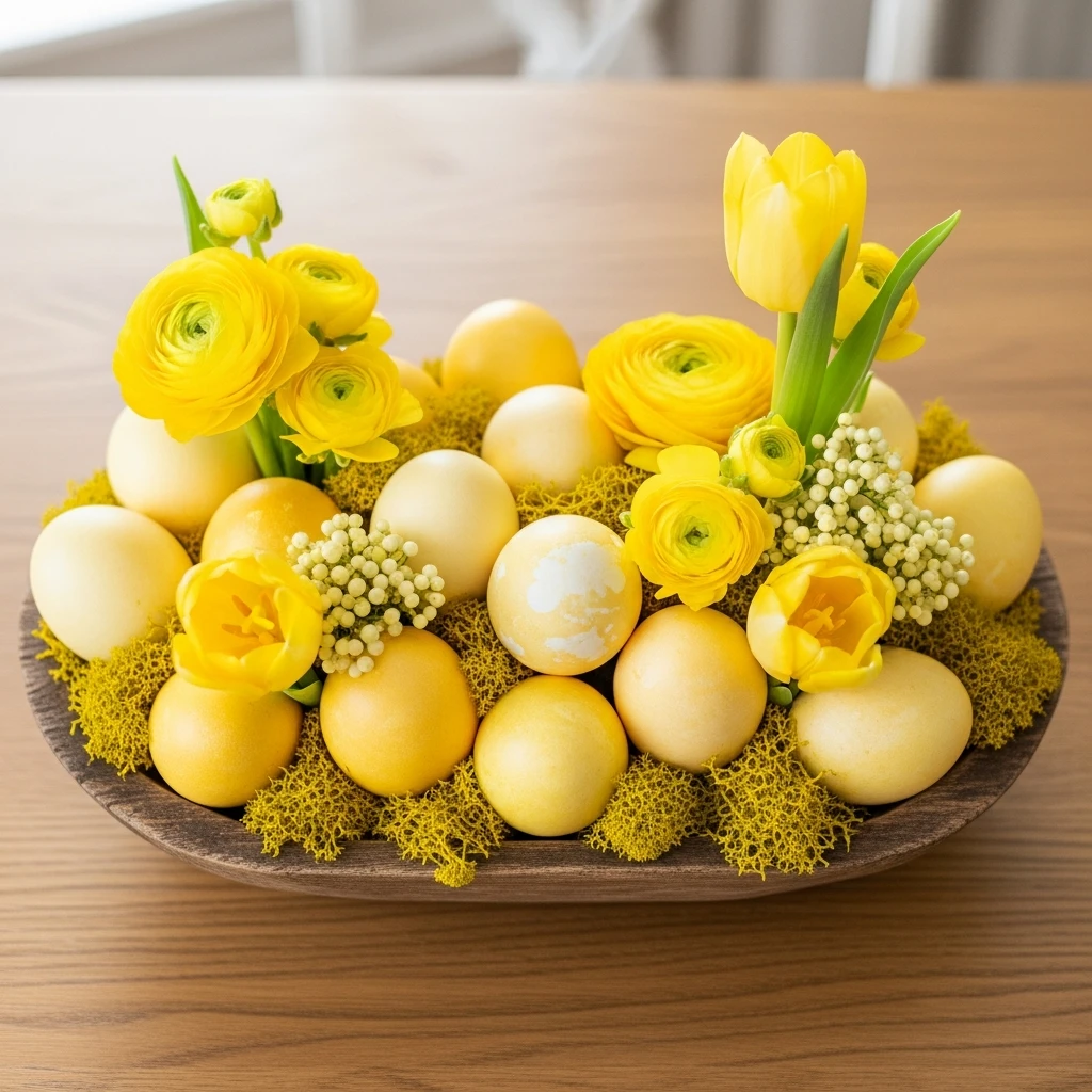 Cohesive Monochrome Setup - 50 Easy DIY Easter Centerpieces for a High-End Table Look