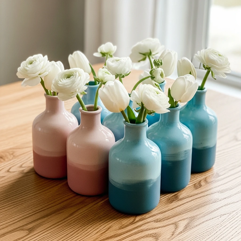 Soft Ombre Vase Display - 50 Easy DIY Easter Centerpieces for a High-End Table Look
