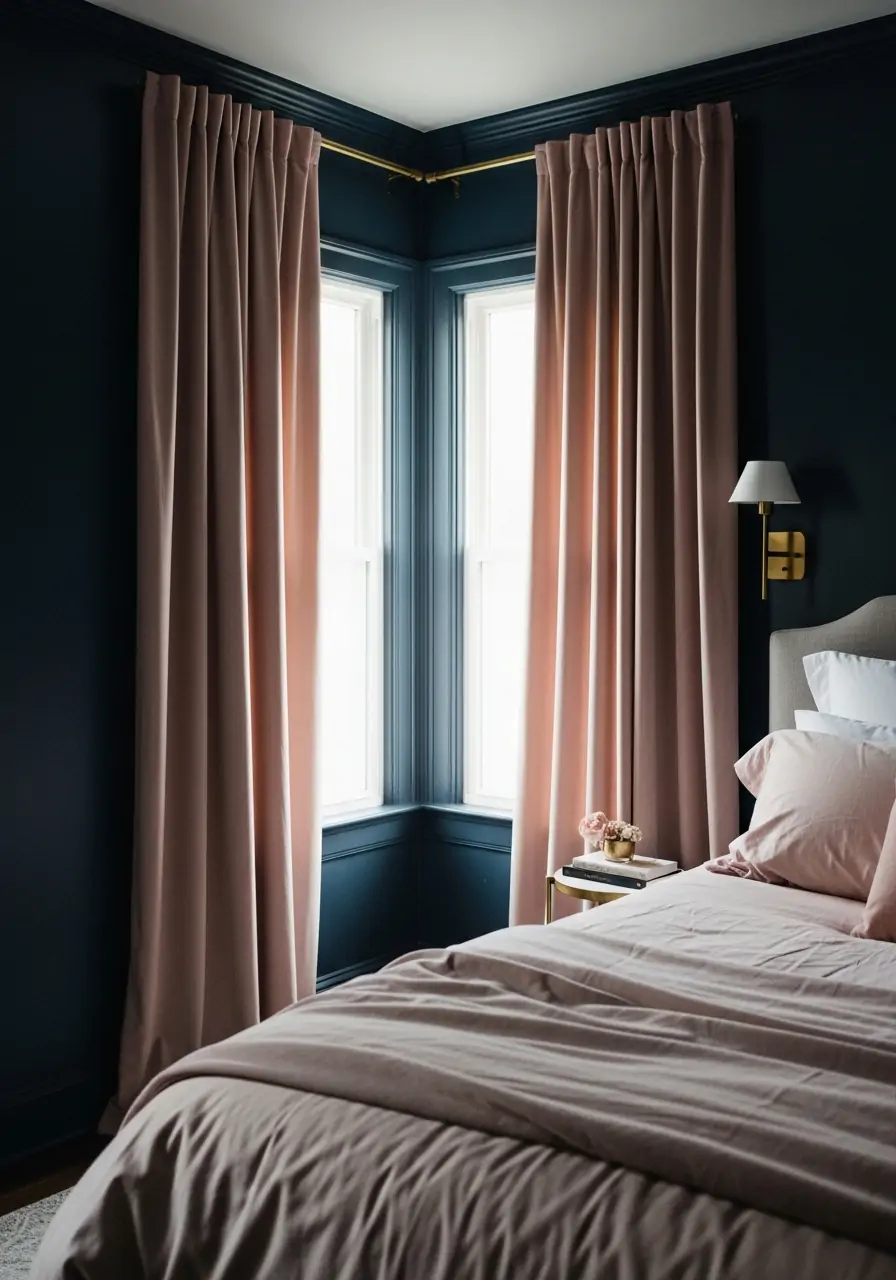 Navy and Blush Palette - Dark Feminine Bedroom Ideas