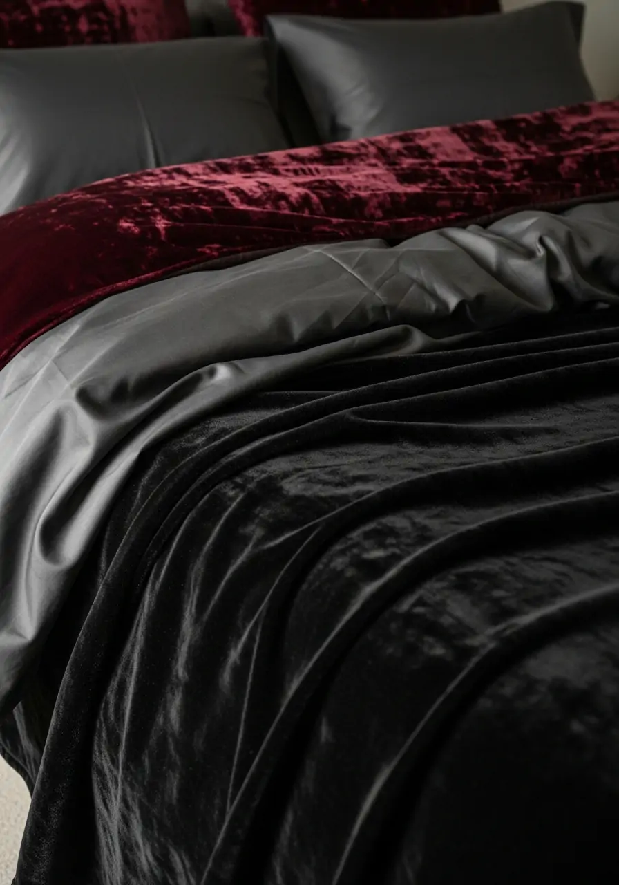 Layered Silk and Velvet - Dark Feminine Bedroom Ideas