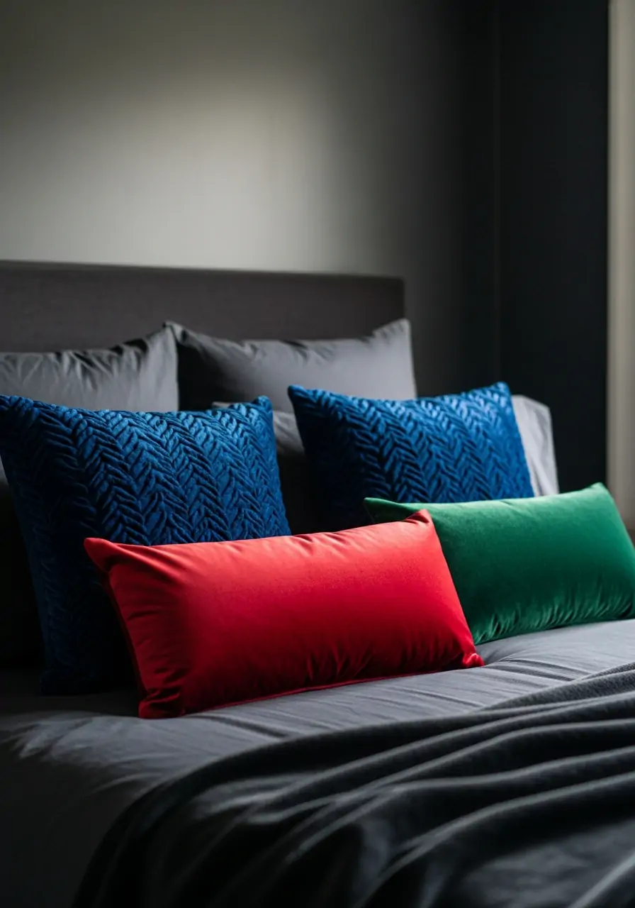 Rich Jewel Tone Pillows - Dark Feminine Bedroom Ideas