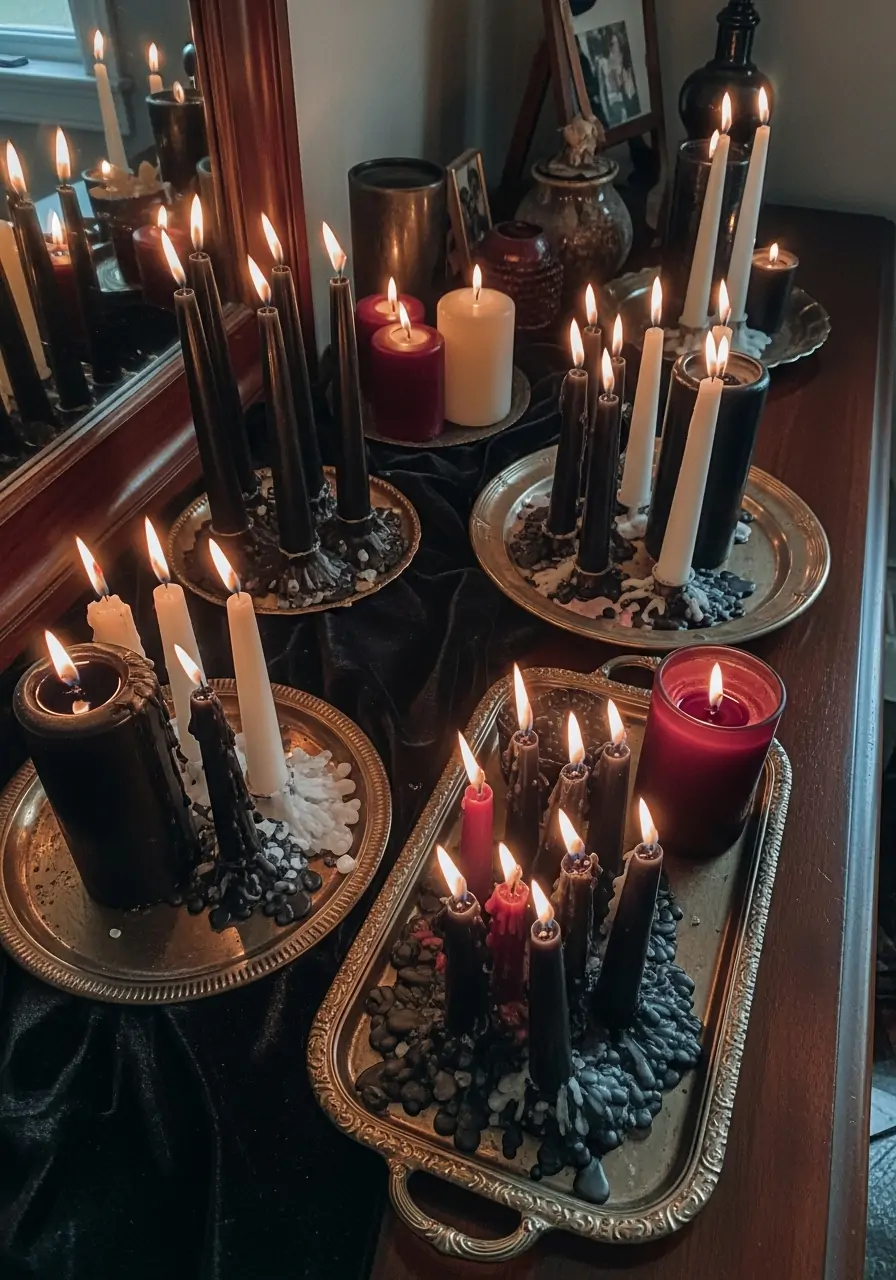 Romantic Candle Clusters - Dark Feminine Bedroom Ideas