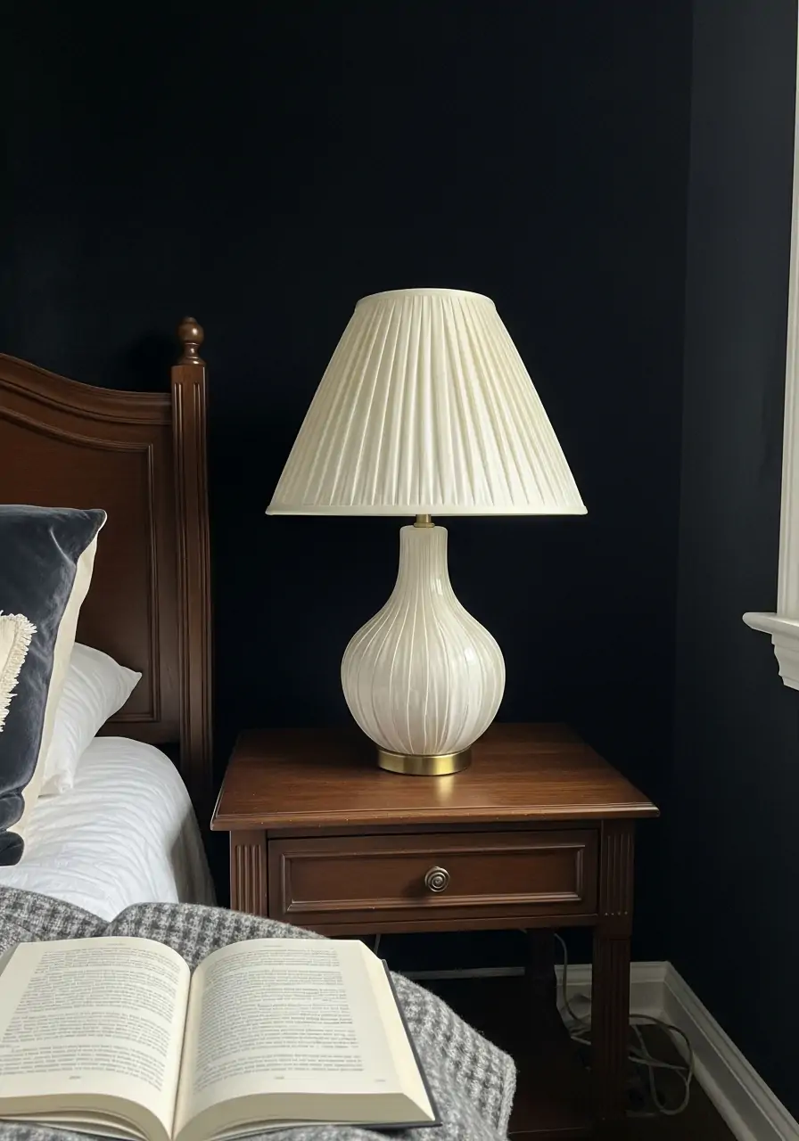 Soft Textured Lamp Shades - Dark Feminine Bedroom Ideas