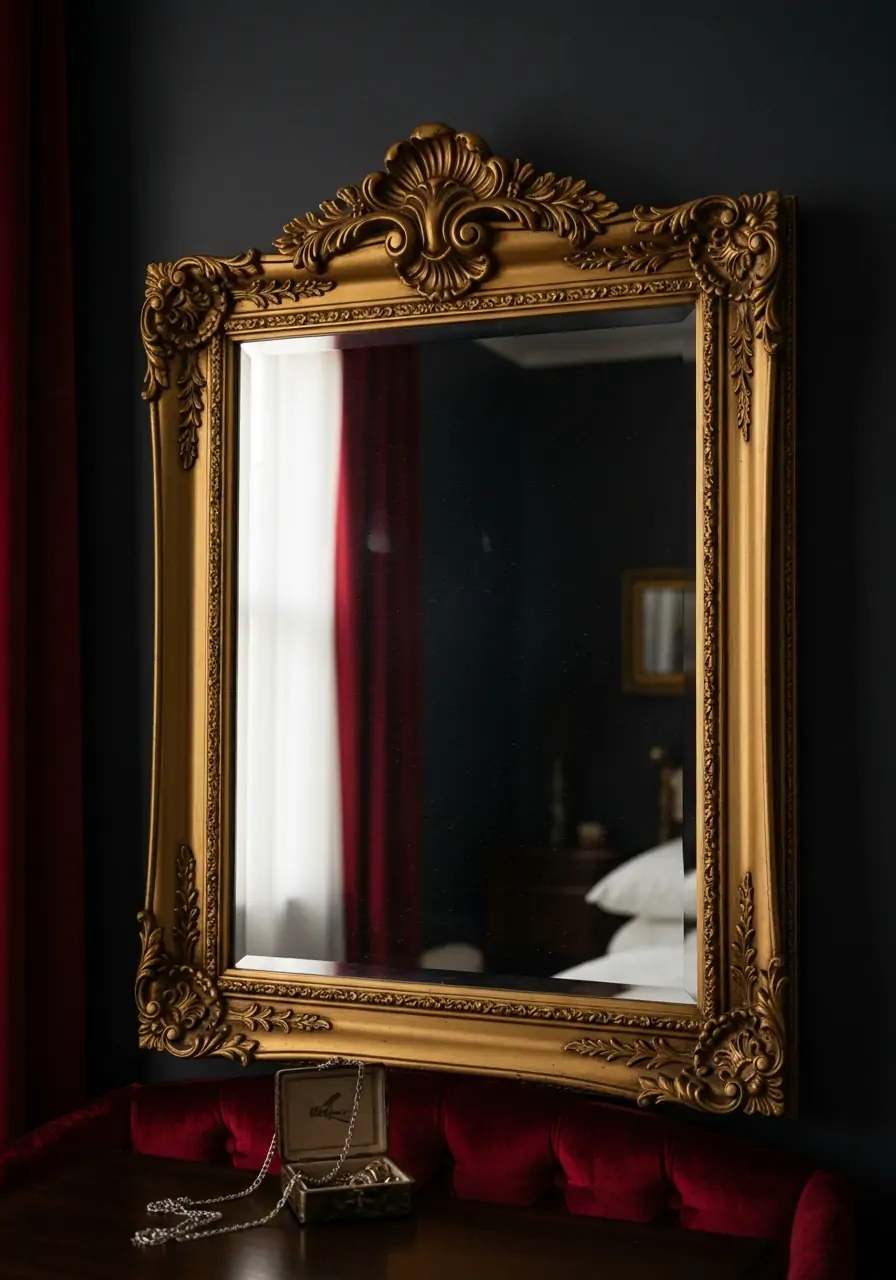 Ornate Gold Framed Mirrors - Dark Feminine Bedroom Ideas