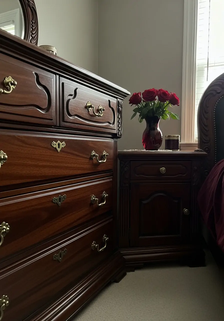 Antique Wood Furniture - Dark Feminine Bedroom Ideas