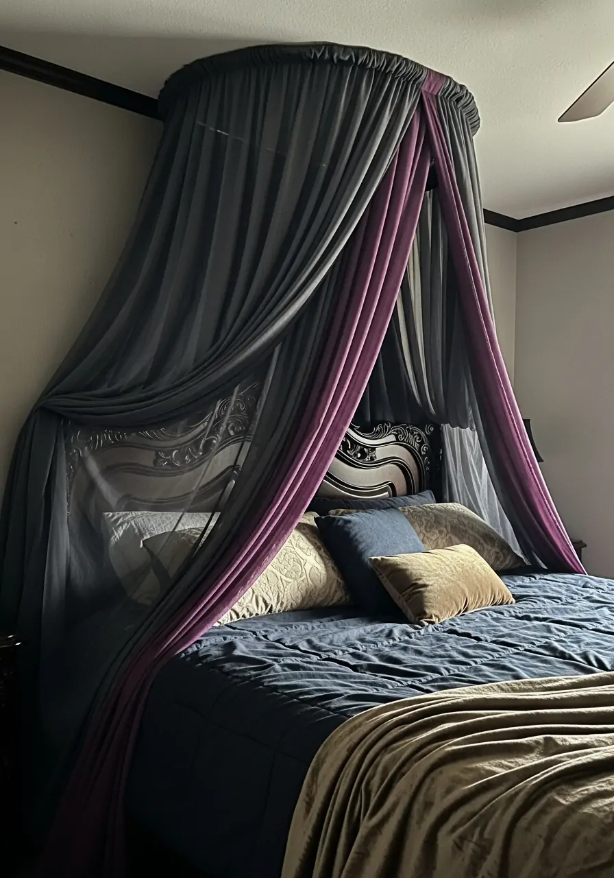 Fabric Draped Ceiling - Dark Feminine Bedroom Ideas