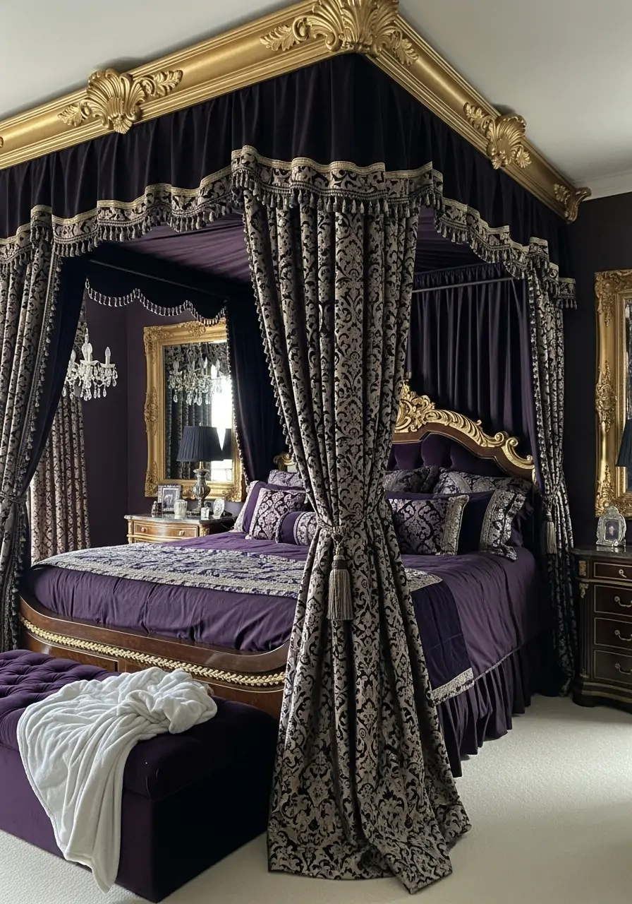 Regal Royalcore Bedroom - Dark Feminine Bedroom Ideas