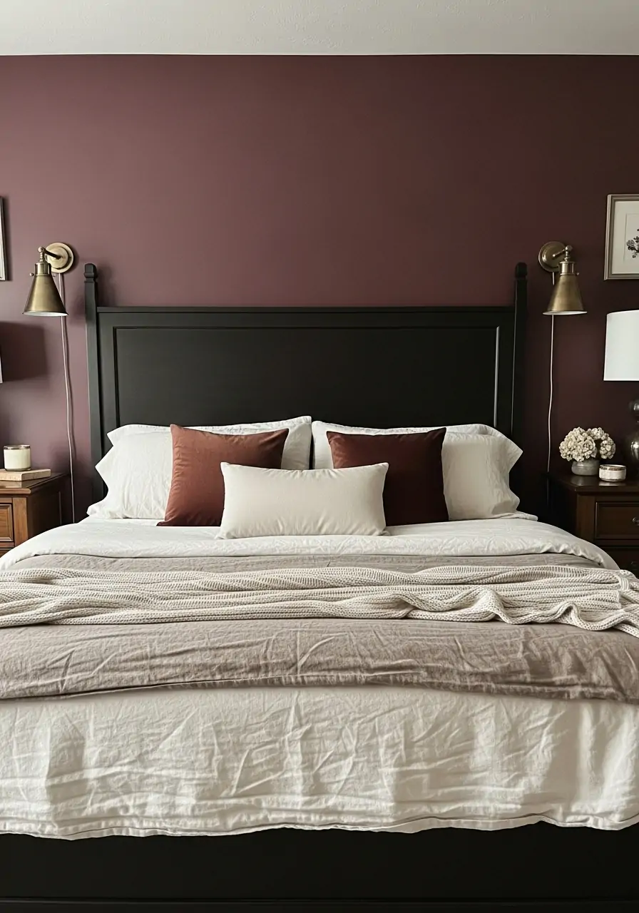 Burgundy Accent Wall - Dark Feminine Bedroom Ideas