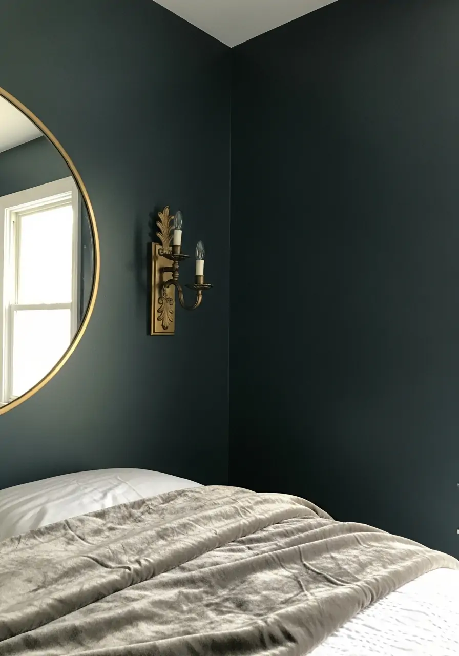 Dark Teal and Metallics - Dark Feminine Bedroom Ideas