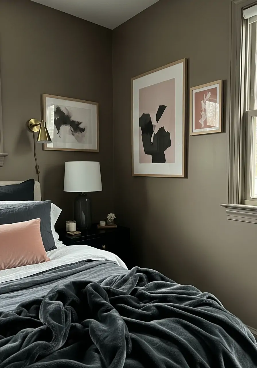 Mushroom Brown Walls - Dark Feminine Bedroom Ideas