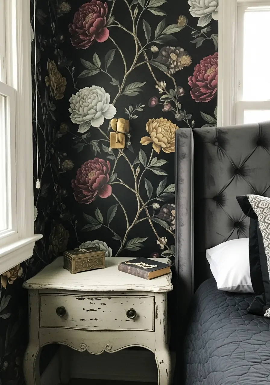 Moody Floral Wallpaper - Dark Feminine Bedroom Ideas