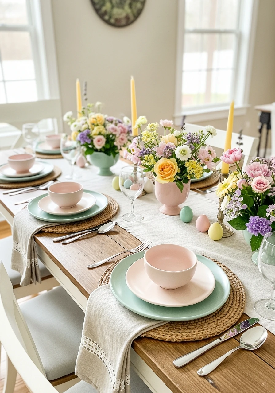 Soft Pastel Color Palette - 50 Easter Tablescape Ideas