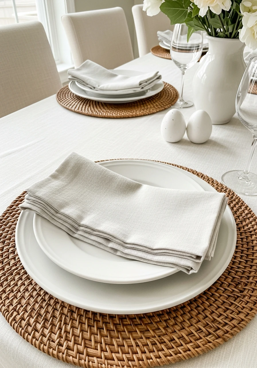 Rattan Placemat Styling - 50 Easter Tablescape Ideas