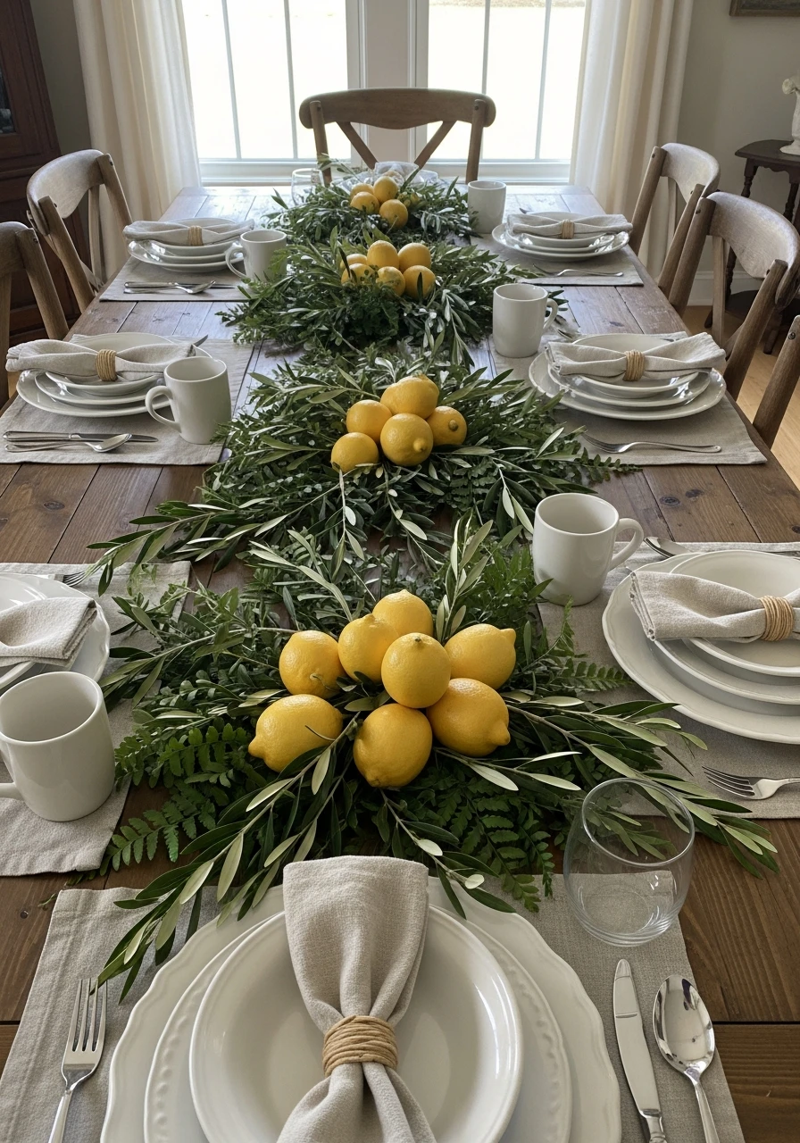 Lemon & Greenery Tablescape - 50 Easter Tablescape Ideas