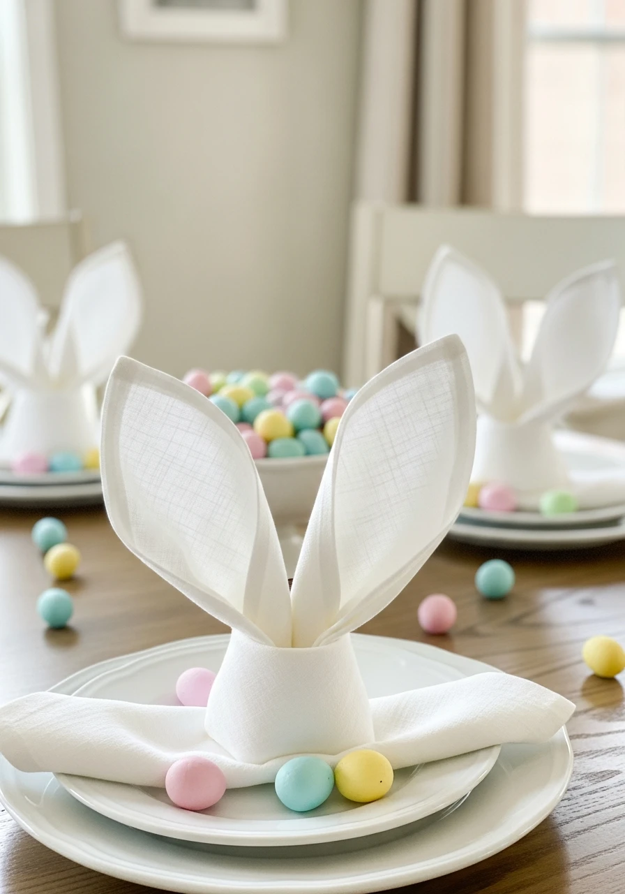 Bunny Ear Napkin Fold - 50 Easter Tablescape Ideas