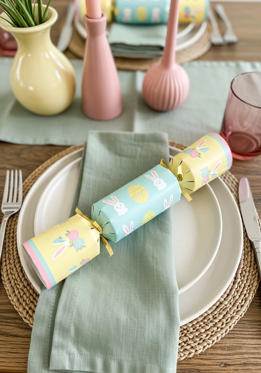 Easter Crackers Place Setting - 50 Easter Tablescape Ideas