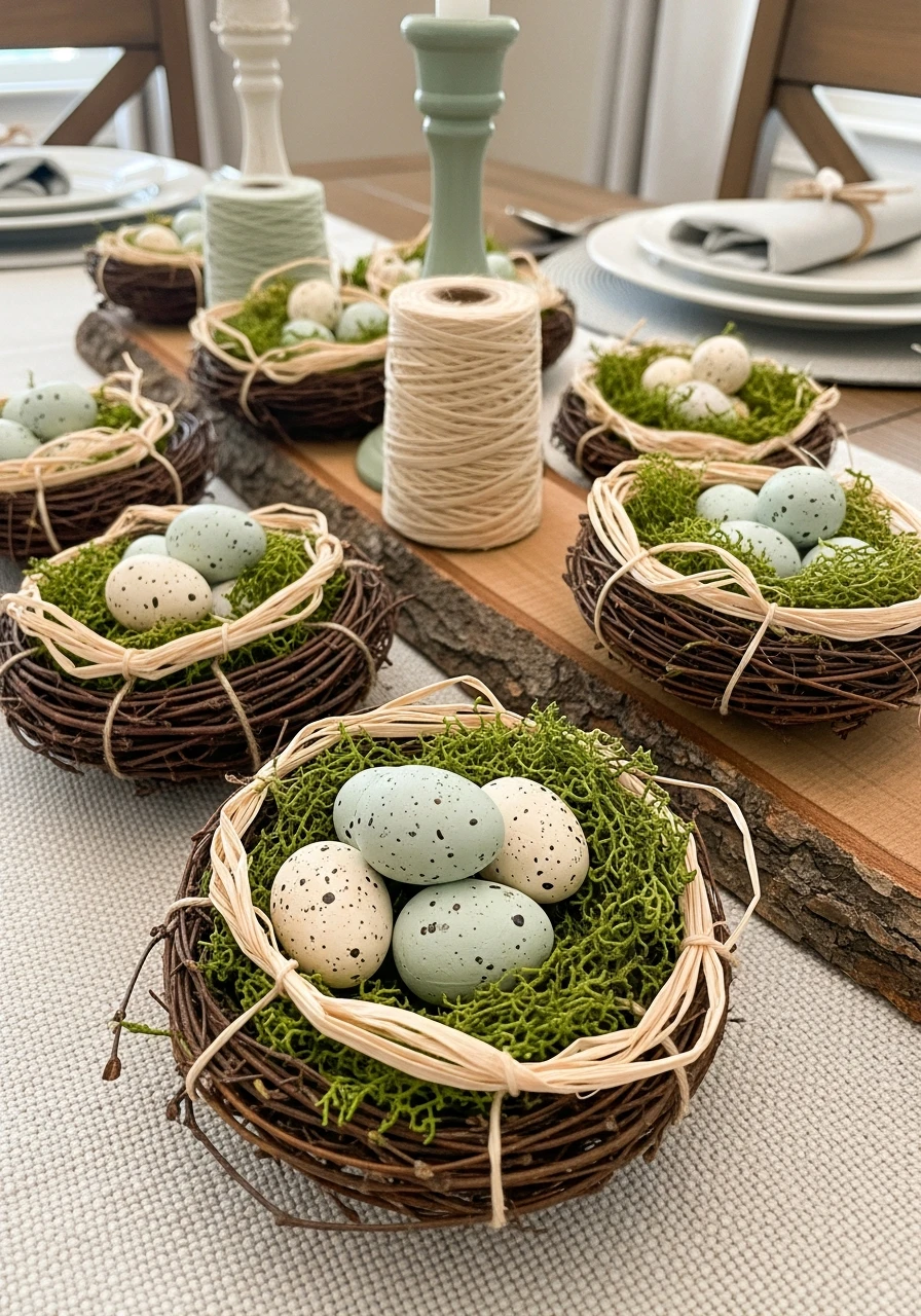 Bird Nest Centerpiece - 50 Easter Tablescape Ideas