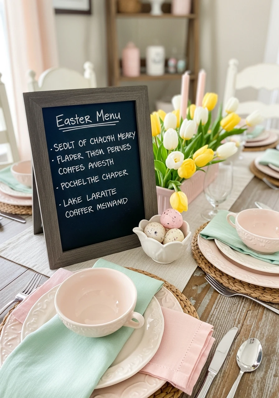Chalkboard Easter Menu - 50 Easter Tablescape Ideas