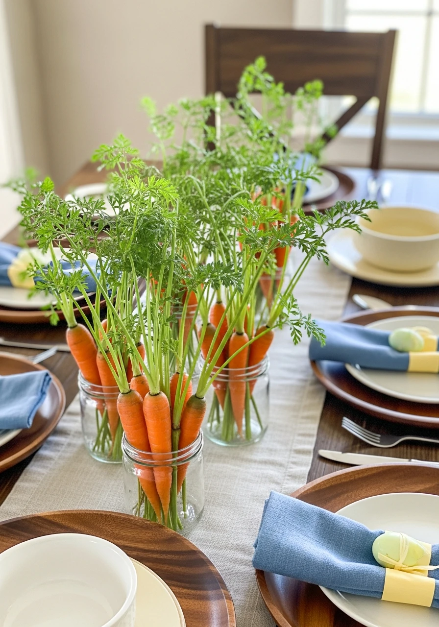 Mini Carrot Bouquet Decor - 50 Easter Tablescape Ideas