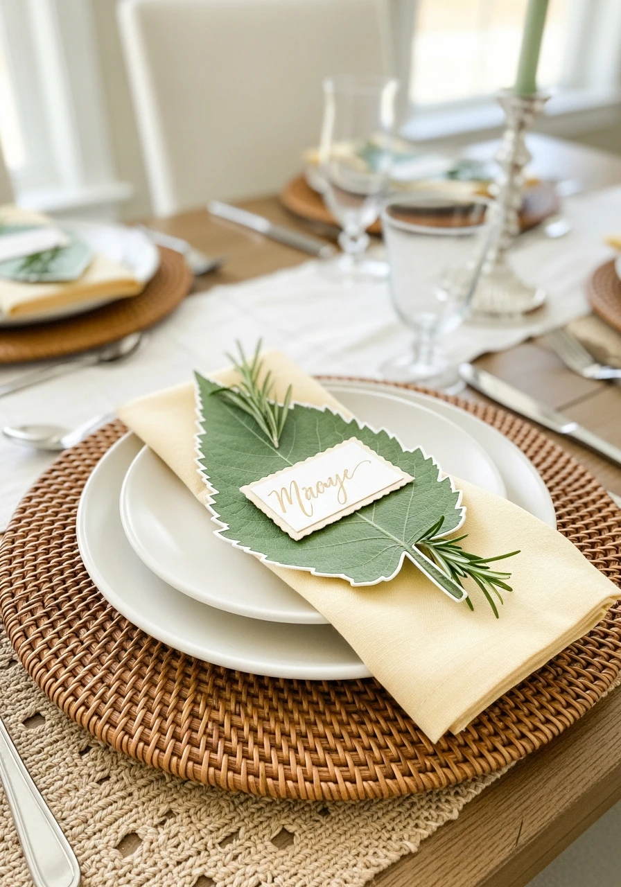 Leaf-Motif Place Card - 50 Easter Tablescape Ideas
