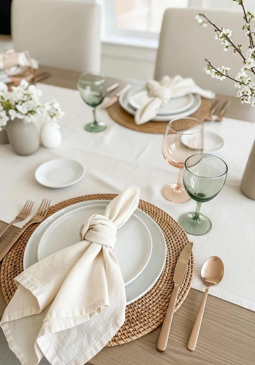 Tinted Glass Minimal Table - 50 Easter Tablescape Ideas