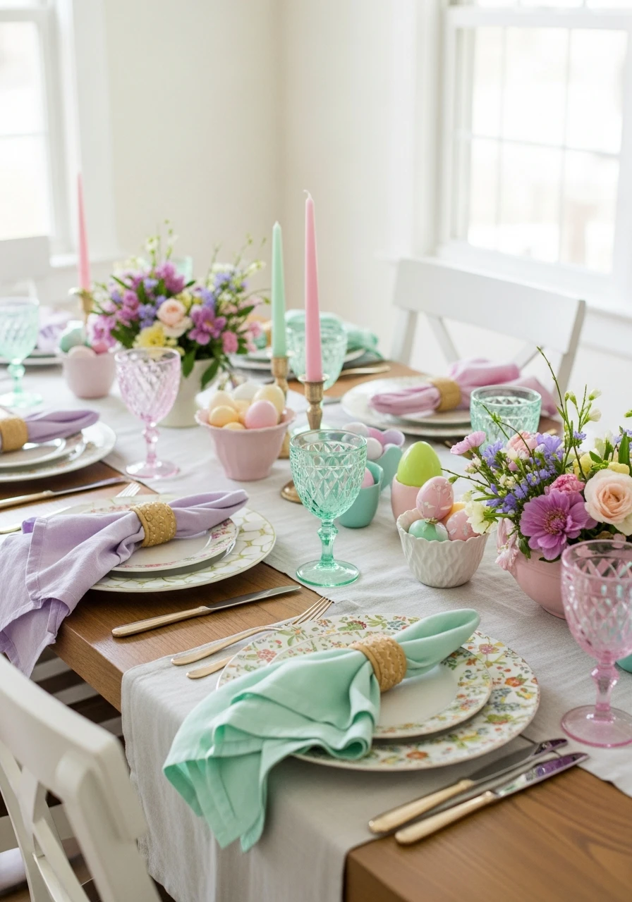 Modern Eclectic Easter Table - 50 Easter Tablescape Ideas
