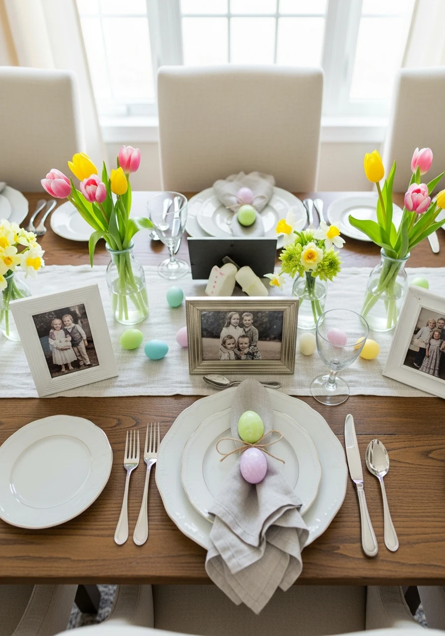 Photo Place Holder Table - 50 Easter Tablescape Ideas