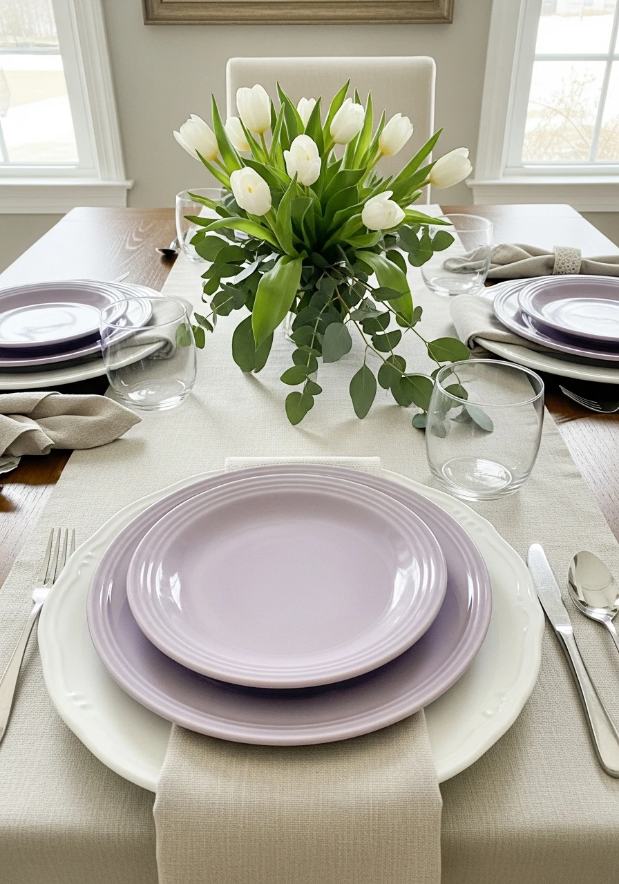 Lavender Plate Tablescape - 50 Easter Tablescape Ideas