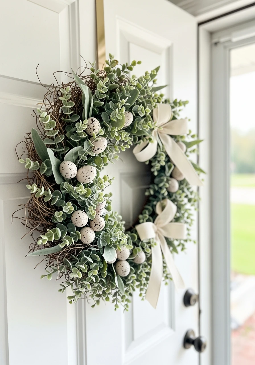 Farmhouse Speckled Egg Wreath - 50 Easter Wreaths for Front Door That Look Amazing