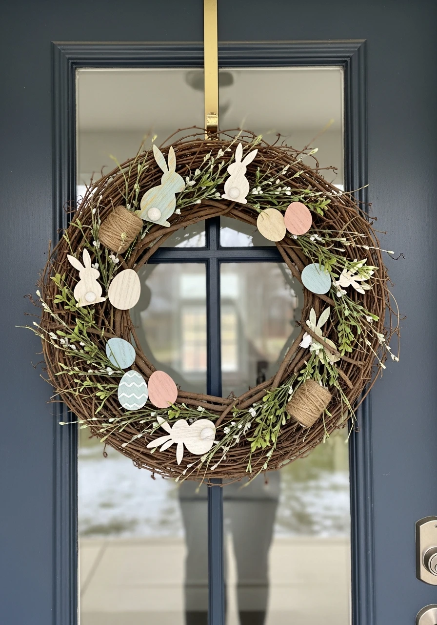 Rustic Wood Accent Wreath - 50 Easter Wreaths for Front Door That Look Amazing