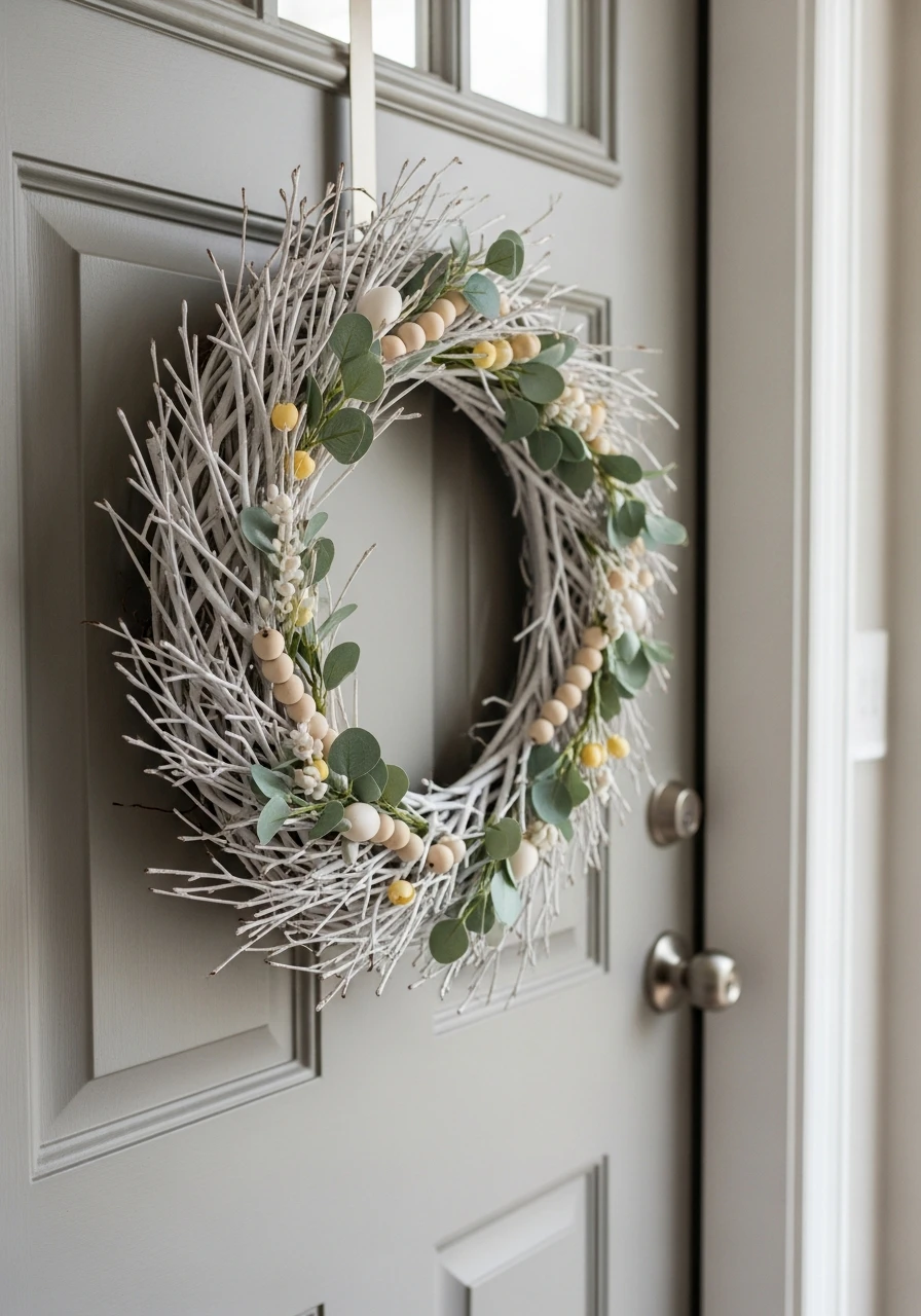 Nordic Wood Easter Wreath - 50 Easter Wreaths for Front Door That Look Amazing