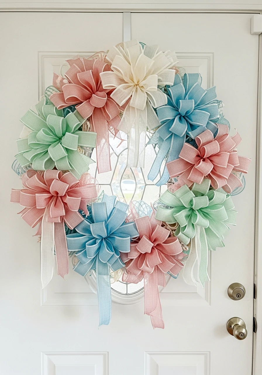 Oversized Pastel Bow Wreath - 50 Easter Wreaths for Front Door That Look Amazing