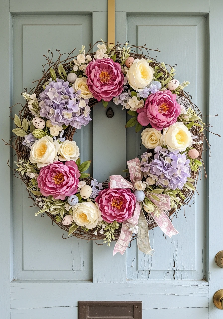 Classic Vintage Pastel Wreath - 50 Easter Wreaths for Front Door That Look Amazing