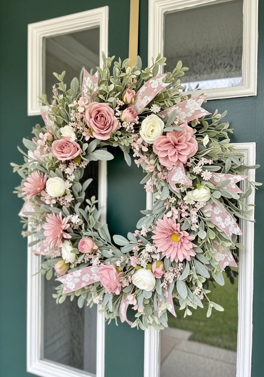 Romantic Blush Pink Wreath - 50 Easter Wreaths for Front Door That Look Amazing