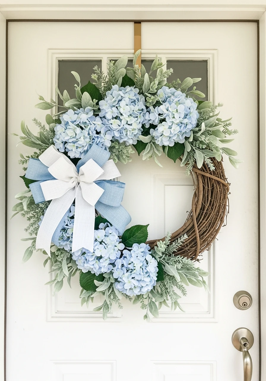 Fresh Blue Coastal Wreath - 50 Easter Wreaths for Front Door That Look Amazing