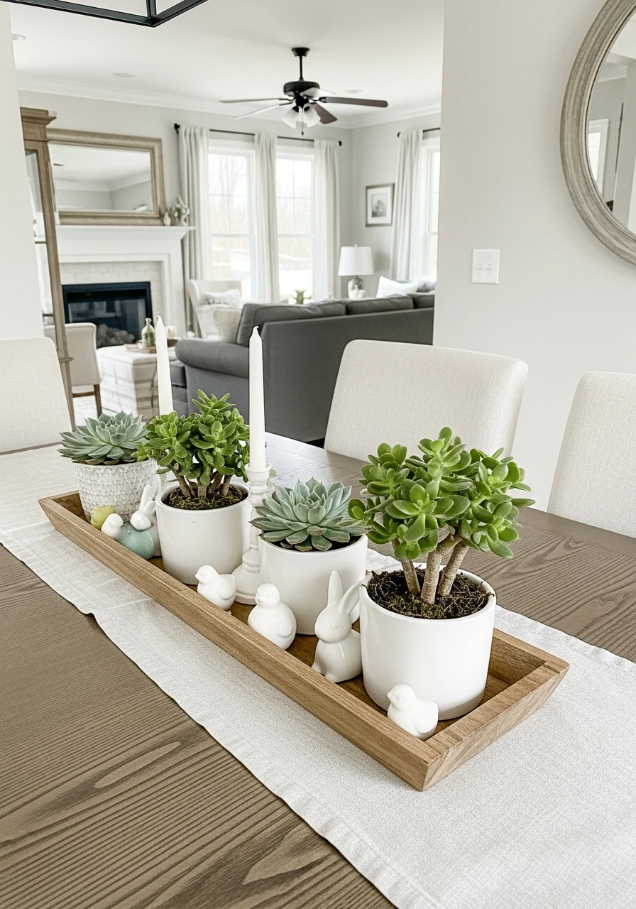 Succulents With Figurines - 50 Best Easter Centerpiece Ideas for Your Home