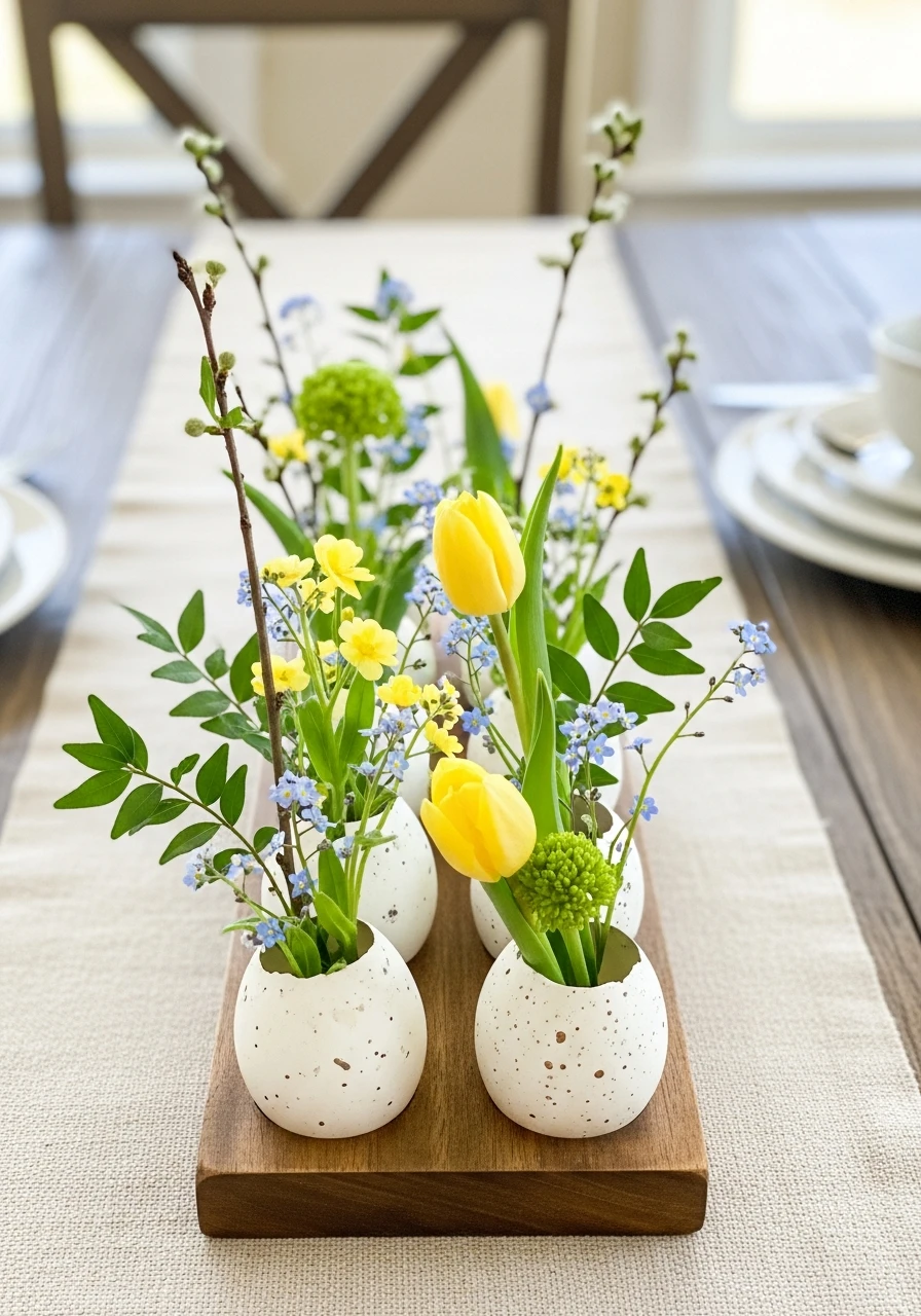Eggshell Mini Vase Display - 50 Best Easter Centerpiece Ideas for Your Home