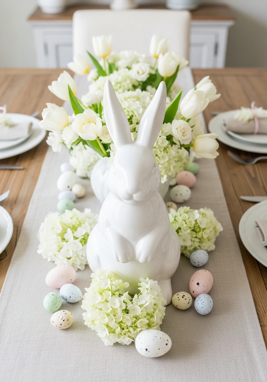 Bunny With Flowers And Eggs - 50 Best Easter Centerpiece Ideas for Your Home