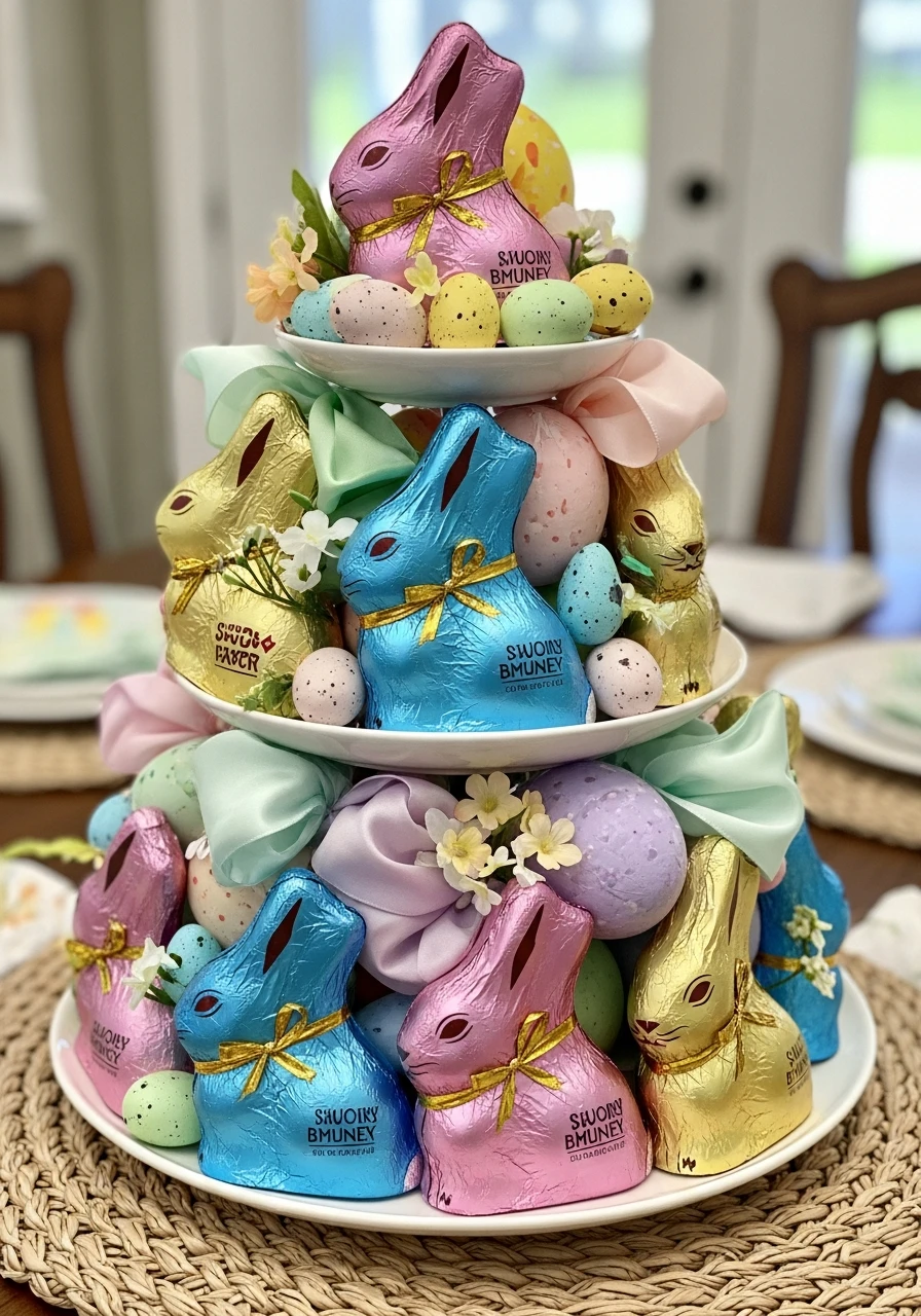 Chocolate Bunny Display - 50 Best Easter Centerpiece Ideas for Your Home